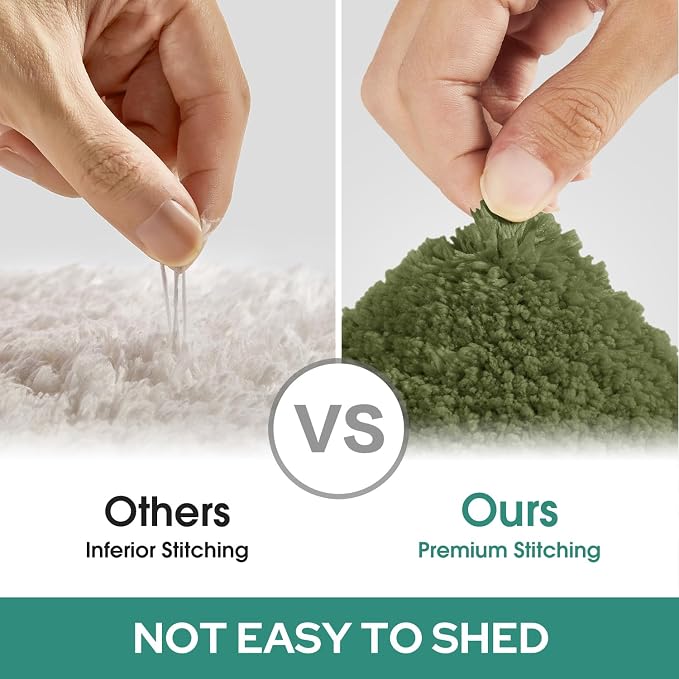 HOMEIDEAS Bathroom Rugs Sets 2 Piece, Super Soft and Absorbent Non Slip Microfiber U-Shaped Toilet Bath Mat Set (20"x32"+U20 x24, Sage Green)