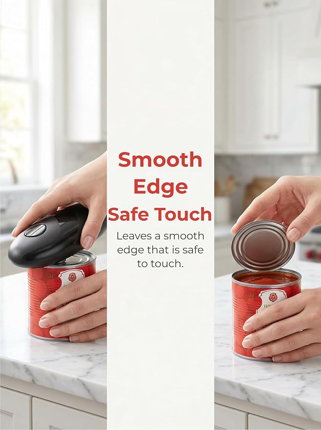 Electric Can Opener, Automatic Battery Operated One Touch Can Opener for Seniors with Arthritis, Hands Free Smooth Edge Cordless Kitchen Gadget