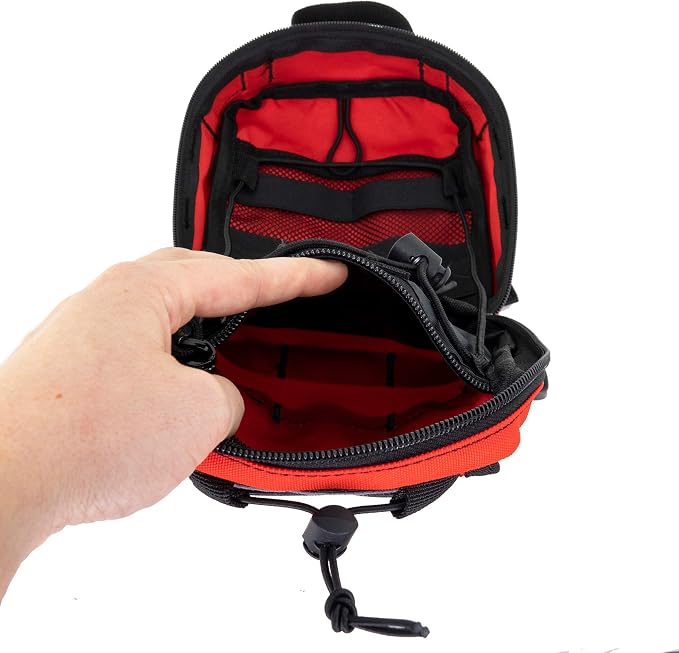 LINE2design First Aid (Ifak) Pouch EMS Bag - EMT Emergency Medical Trauma Pack Bags Tactical EDC Rescue Utility Gear IFAK Bags for Hiking Gunshot Stop Bleeding Includes USA Patch - Red