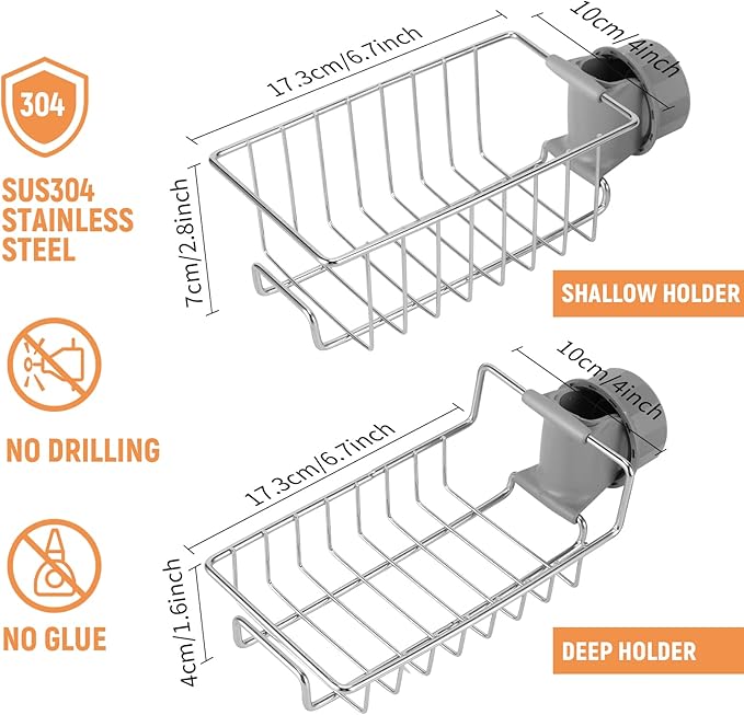Clawfoot Tub Caddy(Shower Rod Not Included) - Stainless Steel Shower Shelves and Soap Caddy
