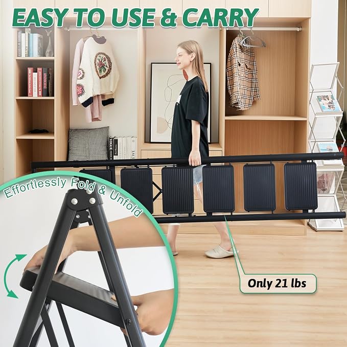 6 Step Ladder with Handrails, Heavy Duty Ladders for Home & Kitchen, Folding Ladder Easy to Store, Tall Ladder for Adults, Anti-Slip & Space-Saving Step Ladder, 330 Lbs Capacity