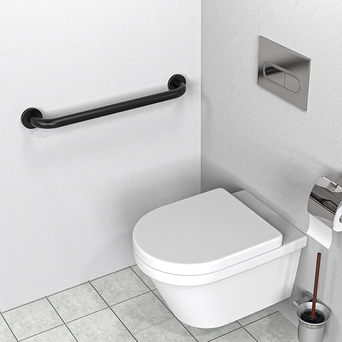 2 Pack 24 Inch Matte Black Shower Grab Bar - 1.5" Diameter, ZUEXT Stainless Steel Bathroom Grab Bar Handle, Bath Balance Bar,Safety Hand Rail Support, Handicap Injury Elderly Senior Assist Bath Handle