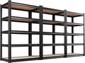 3-Pack Heavy Duty Garage Shelving for Whole Home, Warehouse & Workshop Organization, 71" H x 35" W x 15.7" D Adjustable 5-Tier Metal Storage Rack for Tools, Storage Bins & Bulk Items
