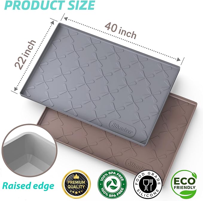 SIKADEER 40" x 22" Under Sink Mat Waterproof, Silicone Mat Kitchen Drawer Shelf and Cabinet Liner, Sink Protector for Kitchen Organizers and Storage, Boot Tray Pet Food Mats