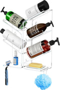 AITEE Acrylic Bathroom Organizer Shower Caddy, Clear Shampoo Holder Organizer Shelf Wall Mounted, Shower Shelves with Suction Cup, No Drilling and Rustproof, Sturdy and Durable