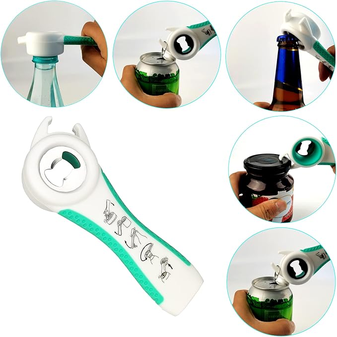 Otstar Jar Opener Bottle Opener and Can opener for Weak Hands,Seniors with Arthritis, Elderly, Jar Lid Opener Gadgets with Rubber Jar Opener Gripper Pad and Corkscrew Opener