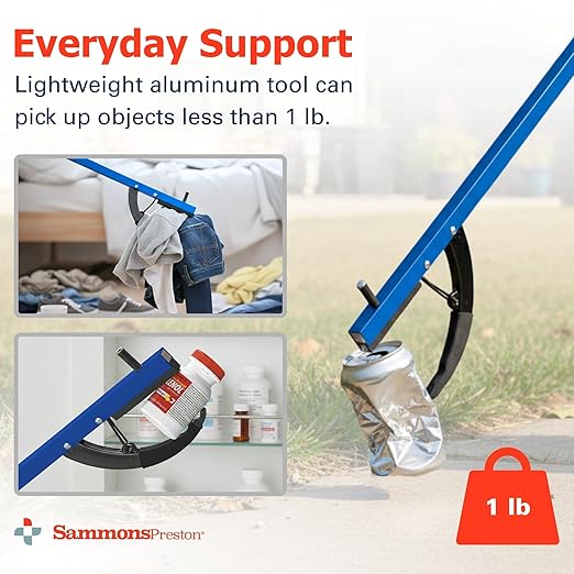 Sammons Preston Reacher, 26" Lightweight Grabber Reacher Tool with Magnetic Tip, Ergonomic Grip & Claw Jaw, Portable Reaching Aid for Seniors, Daily Living & Home Use, Standard Blue