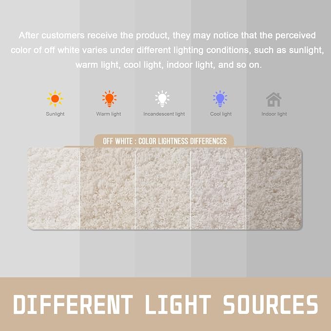 Yimobra U Shaped Toilet Bath Rug, Fluffy Plush, Super Shaggy Soft Non Slip, Water Absorbent Microfiber Bath Mat, Dries Quickly, Machine Washable Thick Bathroom Rugs, 20"X 24", Off White