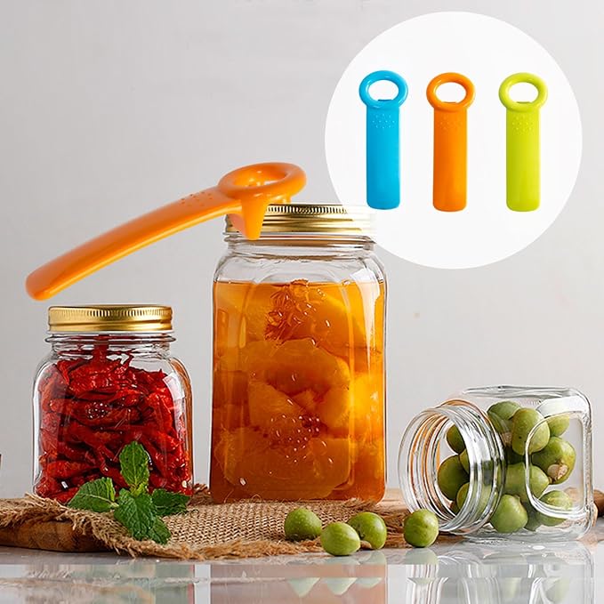 3-Pack Easy Grip Can Openers - Jar Key Lid Openers - 5.5" Colored Plastic Can Openers for Weak Hands, Seniors