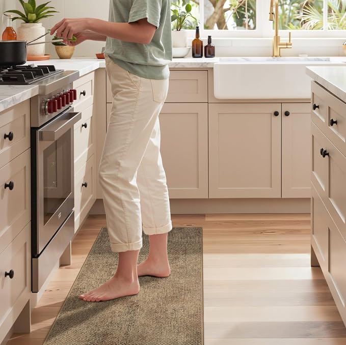 GENIMO Kitchen Mats for Floor, Washable Absorbent Runner Rugs for Kitchen, 20"x70", Cushioned Non Slip Kitchen Rugs for Kitchen Floor, Standing Mat Rug for Home, Sink, Laundry, Jute