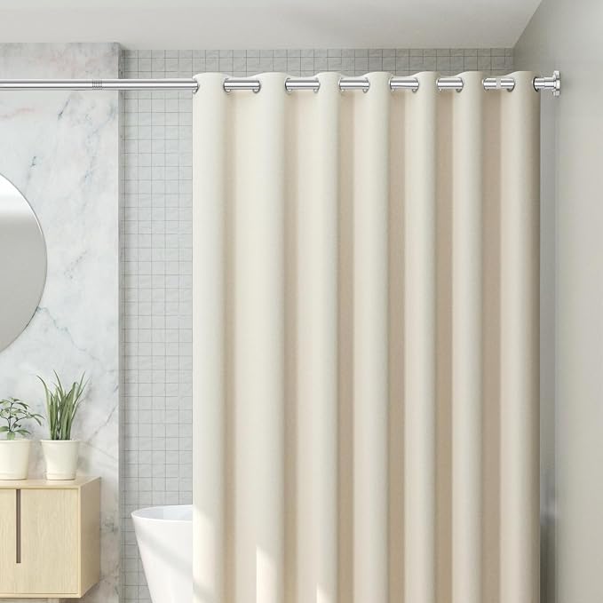 CorkLatta Chrome Shower Curtain Rod 31 to 80 Inch,1 Inch Diameter Adjustable Spring Tension Curtain Rod No Drilling Stainless Steel Telescoping Rod,No Rust