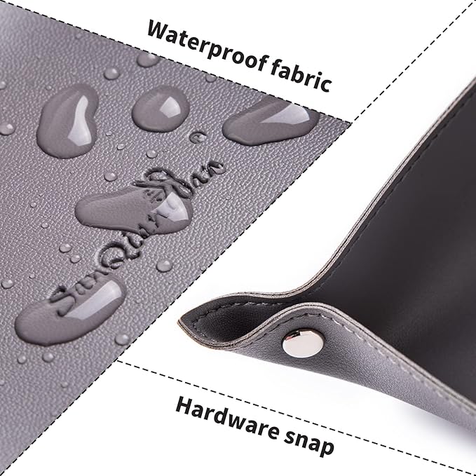Leather Jewelry Valet Tray for Women and Man, Portable Entryway Table Tray Bedside Nightstand Desk Tray Small Catchall Travel Dish Plate for Key,Wallet,Watch,Coin (Deep Grey-B)