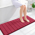 OLANLY Memory Foam Long Bathroom Rugs Runner 47x17, Super Soft Absorbent Bath Mat, Quick Dry, Machine Washable Shower Floor Rugs, Bathmat Carpet, Bathroom Home Decor Accessories, Burgundy