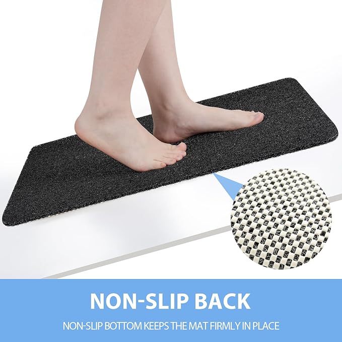 Hargiis Non-Slip Bathtub Mat, 2 Pack Anti Slip Shower Mat, Fast Drying Bathtub Mats, Foot Scrubber Mat, Anti Slip Mat for Tub, Floor, Bathroom, Kitchen, Home, Hotel (Black 24"×16"+24"×16")