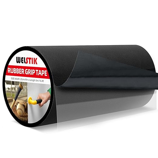 WELSTIK 9" x 16.4FT Rubber Skateboard Grip Tape - Extra Wide Anti-Slip Traction Sheet, Non-Abrasive Shoe Friendly Grip Tape for Skateboard Decks, Scooters, Tool Handles, and Stairs - Black