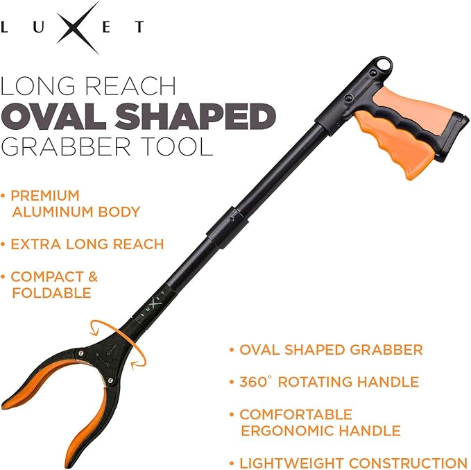 Grabber Reacher Tool 19 Inch Long, Foldable Pick Up Stick - Strong Grip Magnetic Tip - Heavy Duty Trash Picker Claw Reacher Grabber Tool Elderly Wheelchair Mobility Aid (Orange)