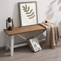 Wnutrees 43" Farmhouse Solid Wood Bench, Narrow Long Seat for Entryway Living Room Dining Area, White