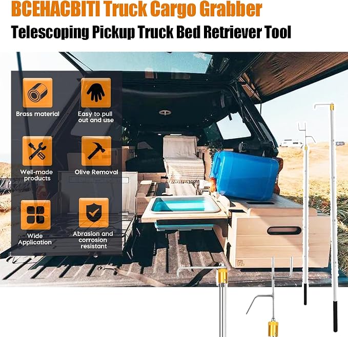 Truck Cargo Grabber - Telescoping Pickup Truck Bed Retriever Tool - Universal Fit - 16-60 Inch