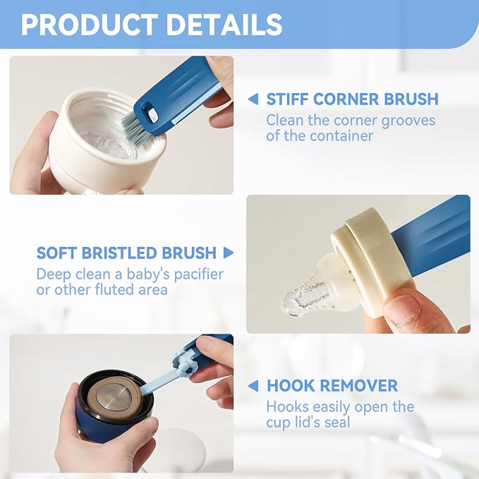 6 Pack Cup Lid Cleaning Brush Set with 3 Straws, Multifunctional Bottle Brush, Cup Lid Gap Cleaner, Durable Bristle Crevice Cleaning Brush,Flat End Brushes