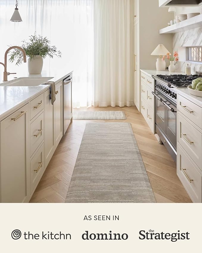 House of Noa Nama Standing Mat – Anti-Fatigue Cushioned Kitchen Mats for Floor | Ergonomic Bounce-Back Foam Kitchen Mats | Anti-Fatigue Mats for Kitchen & Standing | Emile Porcelain Blue | 22" x 72"