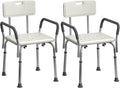 Medline Shower Chair for Elderly, Adults &Disabled, Aluminum-Heavy Duty Shower Seat with Padded Arms &Back for Inside Shower,Adjustable Height Bath Stool for Bathtub, 350 lb,Slip Resistant (Pack of 2)