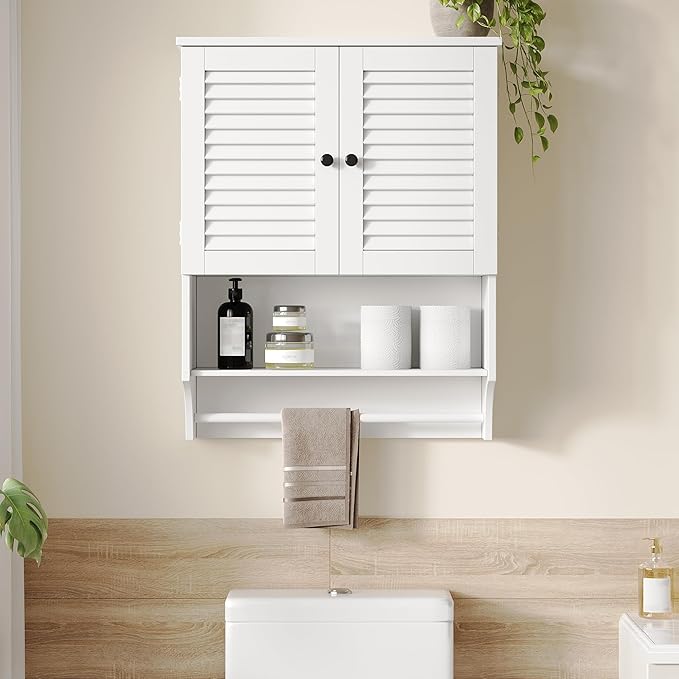 ChooChoo Medicine Cabinet, Bathroom Wall Cabinet, 2 Doors Over The Toilet Space Saver Storage Cabinet with Large Space, White
