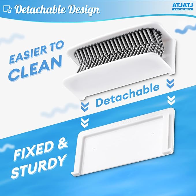 Large Shower Hair Catcher Wall, White Hair Drain Catcher with Silicone Bristle, Bathroom Tub Hair Catcher Drain Protector, Hair Collector for Shower, Shower Hair Trapper, Hair Grabber for Drain