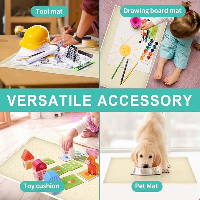 Under Sink Mat for Kitchen Silicone Waterproof Under Sink Liner, Flexible Sink Cabinet Organizer Tray with Drain Hole, Hold up to 3.3 Gallons Liquid, Easy to Clean