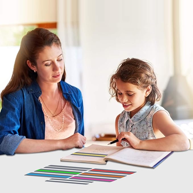 Guided Reading Strips/Colored Overlay/Highlight Strips/Highlighter/Bookmark/Assorted Colors Help with Dyslexia for Children and Teacher Supply Assistant (8 Pack)