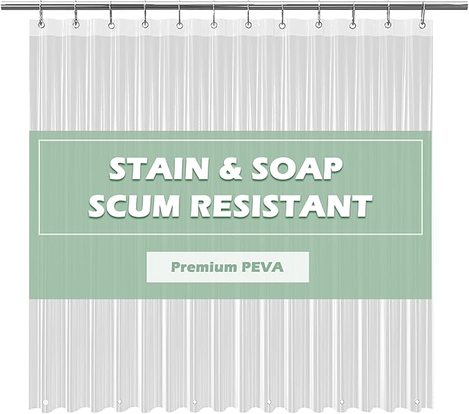 EHZNZIE Crystal Clear Shower Curtain Liner 60x72, PEVA Waterproof Bath Curtain, No Chemical Smell, 3 Weighted Magnets, Durable with Rustproof Metal Grommets