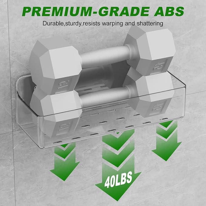 Adhesive Shower Caddy 6 Pack Rustproof Shower Shelves for Inside Shower No Drilling Bathroom Organizers and Storage Large Rack with Soap Holder Clear
