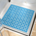 HITSLAM Shower Mat Anti Slip, Square Bath Mat for Tub Non Slip with Suction Cups and Drain Holes, 24x24 Inch Bathroom Shower Stall Floor Mat, Machine Washable, Soft on Feet, Blue