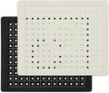 WILLKOMMEN 2 Pack Kitchen Sink Mat, 12'' x 10"" Dish Drying Mat for kitchen Counter, Durable Rubber Dish Draining Mat, Grid Sink Mat,Square Black & Cream White