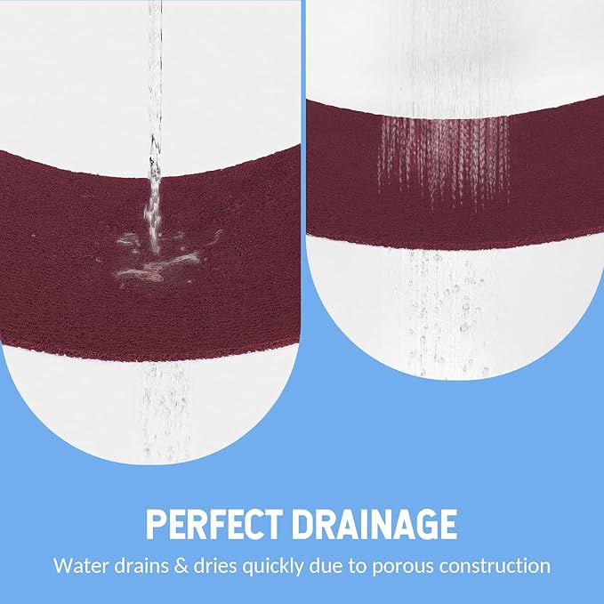 Hargiis Non-Slip Bathtub Mat, 2 Pack Anti Slip Shower Mat, Fast Drying Bathtub Mats, Foot Scrubber Mat, Anti Slip Mat for Tub, Floor, Bathroom, Kitchen, Home, Hotel (Wine Red 24"×16"+24"×16")