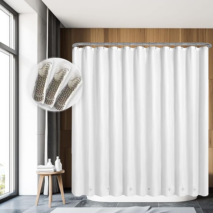 Barossa Design Clawfoot Tub Shower Curtain with 12 Magnets - 36 Metal Hooks Included, 180" W x 70" H Wrap Around, Waterproof PEVA Shower Liner for Bathroom, PVC Free, Metal Grommets - White, 180x70