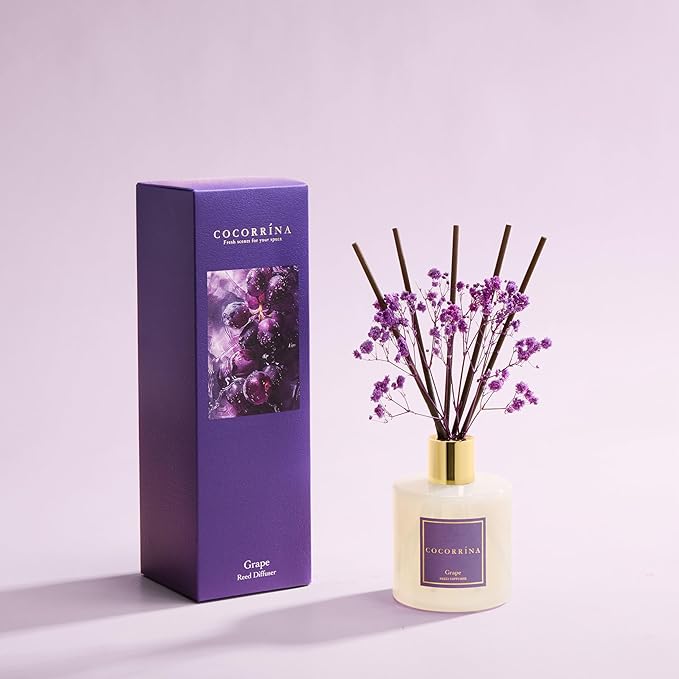 COCORRÍNA Reed Diffuser - Grape 6.7 fl oz Reed Diffuser with Sticks, Home Bedrrom Bathroom Shelf Decor
