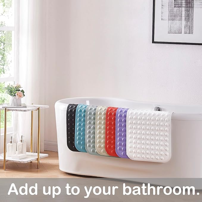 Yanzifly Bathtub Mat Non Slip Bath Mat for Tub Silicone Soft Bath Tub Mat Non Slip Shower Mats, Suction Cups Bath Tub Anti Slip Matt for Family Use, Machine Washable-Red