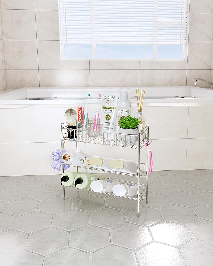 YQh 3-Tier Bathroom Counter Organizer, shower storage, corner shower shelf,shower caddies，Stainless steel material, durable and rust - free