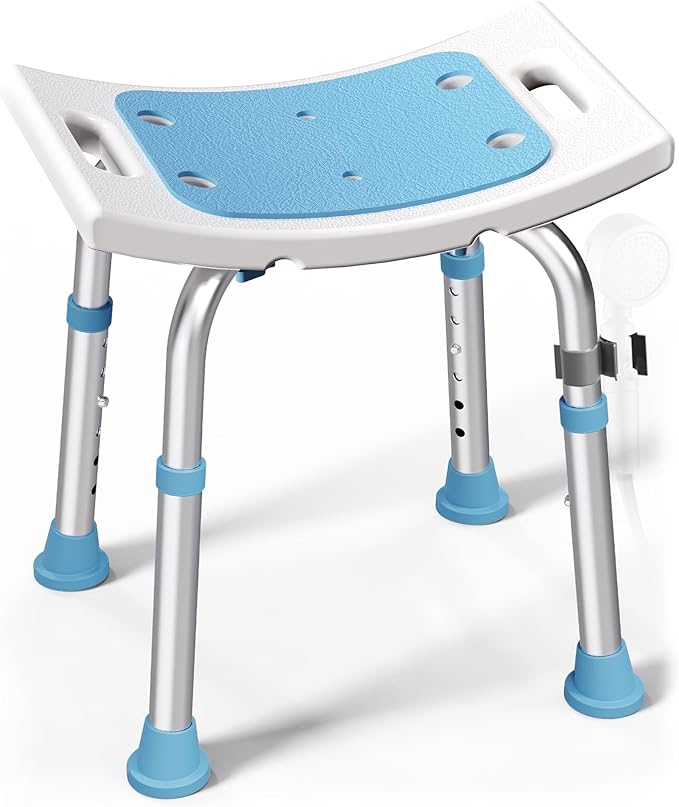 HOMLAND Shower Chair for Inside Shower, 400 lbs Adjustable Shower Stool with Suction Feet, Shower Seat for Inside Tub Bathroom Bench Bath Chair for Elderly and Disabled - Light Blue