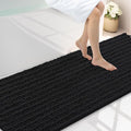 Smiry Bathroom Rugs Mat 70x24, Extra Soft Absorbent Chenille Bath Rugs, Non Slip Rubber Backing Machine Washable Quick Dry Bath Mats for Bathroom Floor, Tub, Shower, Home Decor Accessories, Black