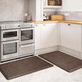 KMAT 2PCS Kitchen Mat Cushioned Anti-Fatigue Floor Mat,Waterproof Non-Slip Standing Mat,Ergonomic Comfort Floor Mat Rug for Home,Office,Sink,Laundry,Desk(17.3"x28"+17.3"x28",Brown)