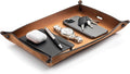 Main Street Forge Leather Valet Tray for Men – Rustic EDC Organizer for Keys, Phone & Wallet – Made in USA - Charred Oak