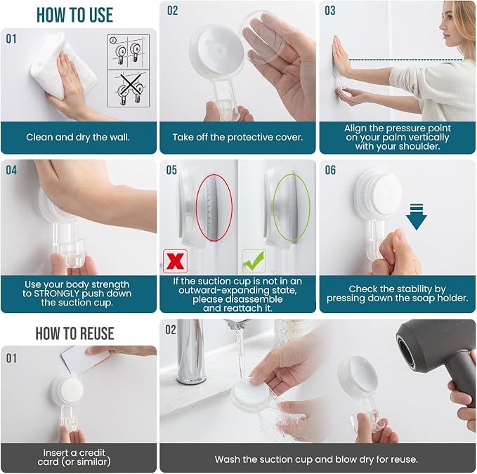 TAILI 4 Pack Powerful Suction Cup Shower Hooks for Towel, Loofah, 360° Rotatable Damage-free Hanging Versatile Wall Hooks for Inside Bathroom, Decoration, Removable Suction Holders, Easy to Use, Clear