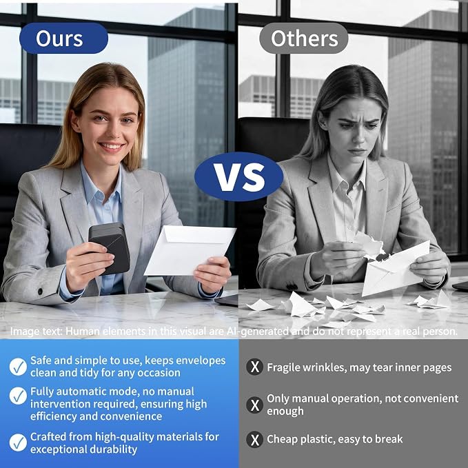 Rechargeable Electric Letter Opener Mail Opener Letter Openers Envelope Slitter Automatic Letter Opener Portable & Safe Blade Design, Universal Envelope Efficient Tool for Office Home (Black)