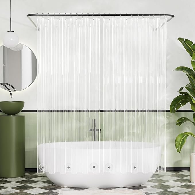 Titanker 2 Pcs Shower Curtain Liner, 72x72 Clear Shower Liner PEVA Lightweight Inside Shower Curtains for Bathroom with Magnets and Grommet