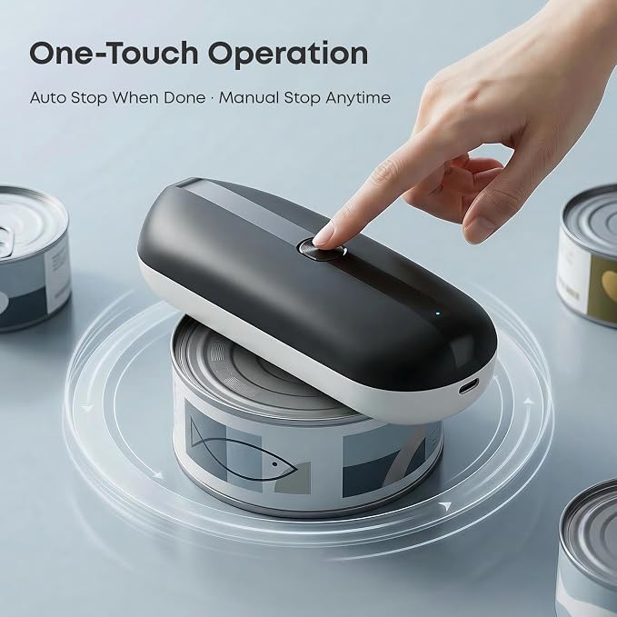 Electric Can Opener, Rechargeable Automatic Can Opener with Smooth Edge for Seniors & Arthritis Hands, One-Touch Hands-Free with Auto Stop, Fits Most Can Sizes for Kitchen Use