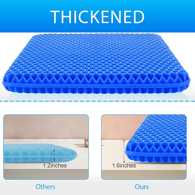 Hvllyan Gel Seat Cushion for Long Sitting (Thick & Extra Large), Gel Cushion for Wheelchair Soft, Chair Cushion, Car Seat Cushion Breathable, for Office Chair for Hip Pain