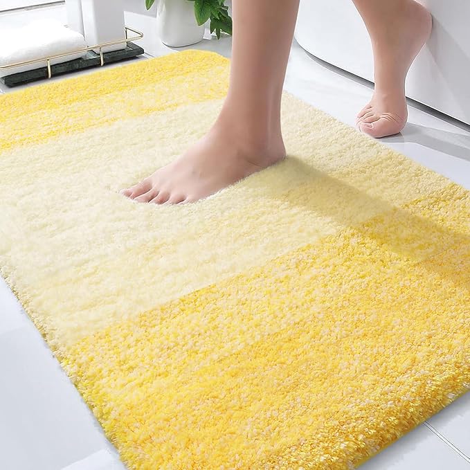 OLANLY Bathroom Rugs Mat 30x20, Extra Soft Absorbent Microfiber Bath Rugs, Rubber Backing, Quick Dry, Machine Washable Bath Mats for Bathroom Floor, Tub and Shower, Home Decor Accessories, Yellow