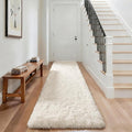 Ophanie Runner Rug for Hallway, 3x8 Washable Non-Slip Fluffy Soft Bedside Rugs, Bedroom Living Room Shaggy Carpet for Kids Girls Boys Dorm Nursery Home Decor Aesthetic, Ivory