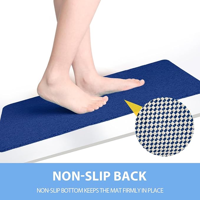 Hargiis Non-Slip Bathtub Mat, Anti Slip Shower Mat, Fast Drying Bathtub Mats, Foot Scrubber Mat, Anti Slip Mat for Tub, Floor, Bathroom, Kitchen, Home, Hotel (Navy Blue 32"×17")